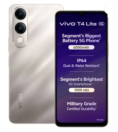 vivo T4 Lite 5G Charger in the Box (Titanium Gold, 128 GB) (6 GB RAM)